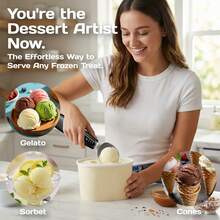 Cuchara para helado con calefacción de 2600mAh, cuchara para helado con calefacción ajustable con pantalla LED, recargable - Negro - Ver 8