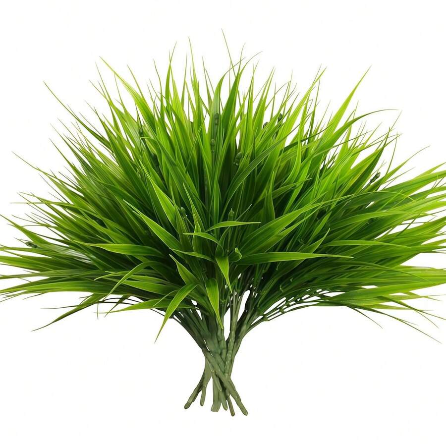 4 ramos de plantas artificiales para exteriores, arbustos de hierba de trigo verde falsa de plástico resistente a los rayos UV para decoración de jardín, porche y ventana