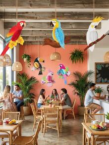 6pcs Tropical Bird Nest Decorations, Hawaiian Party Hanging Paper Decor, Parrot Beak Bird Nest Ornaments, Suitable For Indoor And Outdoor Use, Such As Summer Beach, Bar Or Jungle Themed Birthday Party - Multicolor - View 4