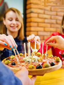50/100 que xiên trái cây bằng tre, que xiên thức ăn mini hai ngạnh, que xiên cocktail bằng gỗ, thích hợp cho món khai vị, món tráng miệng, tiệc tùng, đám cưới, tiệc buffet. - Nhiều màu - Xem 4