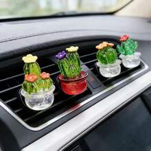 1/2/4pcs Mini Transparent Acrylic Succulent Car Air Vent Clip Fragrance Diffuser, Faux Succulent Interior Decor, Car Air Freshener - Plant - View 3