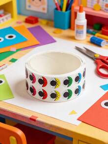 1 Roll (1000 Stickers) Of Children's Cartoon Stickers, Hand Account Stationery, DIY Eye Shaped Laser Roll Stickers - Multicolor - View 3
