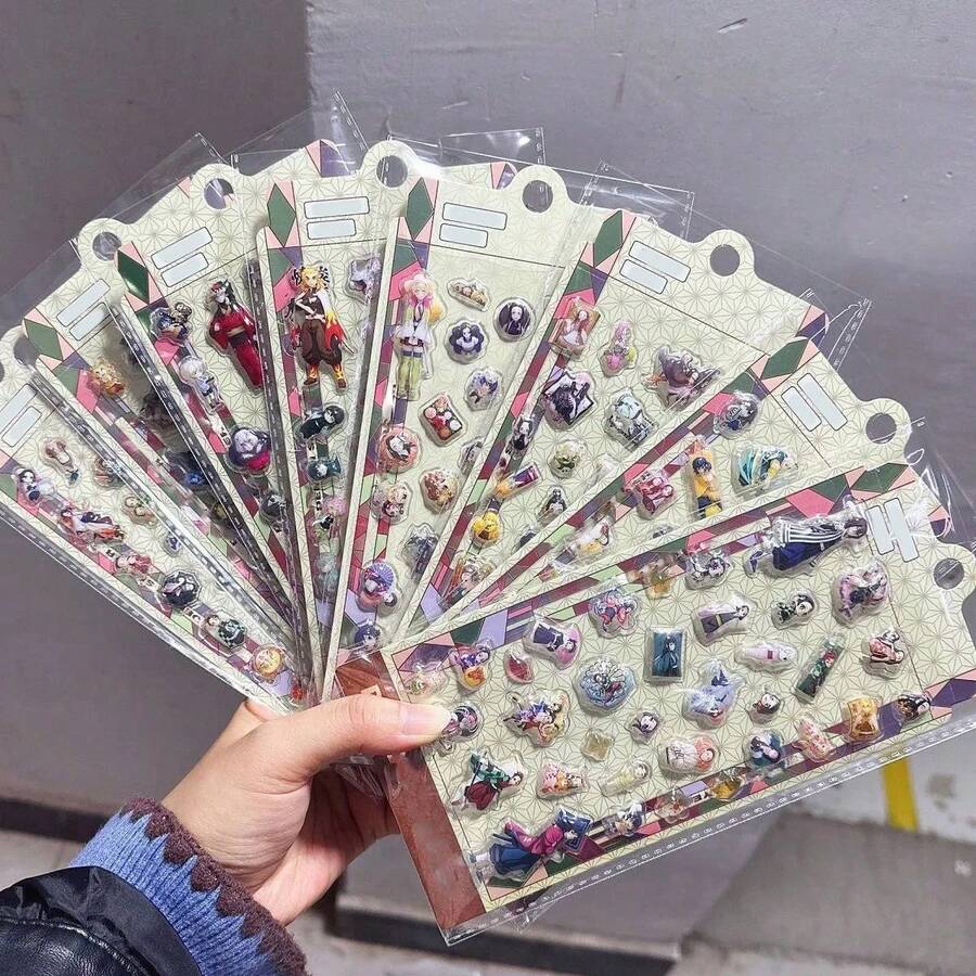 新款水晶钻石3D立体浮雕趣味卡通贴纸，可爱3D立体人物贴纸，适用于剪贴簿，适合学生、儿童、男孩、女孩、成人，可用于贴纸交换和收藏 - 彩色 - 查看 1