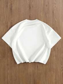 男士玫瑰印花短袖T恤 男士休闲百搭玫瑰花印花短袖T恤 男士休闲街头哥特风暗玫瑰标语印花宽松白色T恤，夏季 - 白色 - 查看 3