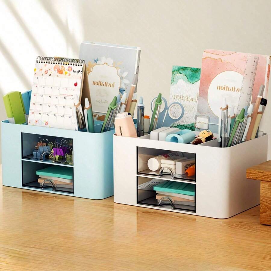 Hộp đựng đồ dùng văn phòng 2 ngăn kéo, hộp đựng bút đa năng, hộp đựng đồ dùng văn phòng 5 ngăn, dụng cụ sắp xếp bàn làm việc. - Nhiều màu - Xem 1
