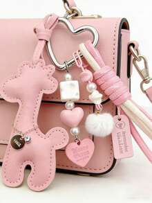 This Fashionable Faux Leather Accessory "Journey" Series Deer-Shaped Pendant, With A Heart-Shaped Keychain Design, Can Be Used As A Cute And Exquisite Bag Decoration, As Well As A Fashionable And Creative Keychain Decoration. It Perfectly Matches Women's Daily Outfits, And Is An Ideal Gift For Girlfriends, Family, And Friends. Bag Charm - Wallet Charm - Bag Pendant - Keychain Charm - Phone Charm - Multicolor - View 7