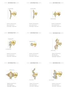 EleRunis 1 chiếc khuyên tai sụn phẳng hình ngôi sao và trái tim bất đối xứng bằng bạc Sterling 925, thích hợp đeo hàng ngày, làm quà tặng cho phụ nữ nhân dịp Ngày của Mẹ, đám cưới, tiệc tùng, lễ đính hôn, kỷ niệm, Ngày Valentine. - Vàng - Xem 7