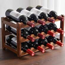 ERUIV 12 Bottle Wooden Wine Rack, 3-Tier Freestanding Countertop Wine Bottle Holder, Wood Wine Storage Organizer For Home Bar Pantry Cellar, Wine Display Rack For Red Wine Liquor - 424三層12瓶紅酒架 - 查看 9