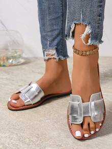 Ximi Ruo Women's Casual Flat Woven Roman Sandals, Suitable For Spring, Summer, Outdoor, Beach, Apartment, Paired With Dresses - Silver - View 4
