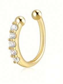 1 chiếc khuyên mũi bạc S925, khuyên tai dạng đinh tán, kẹp sụn mũi đính đá lấp lánh, kiểu dáng Bohemian độc đáo dành cho nữ, khuyên mũi giả không cần xỏ lỗ. - Kiểu khuyên mũi giả - Xem 5