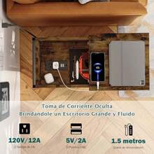 ARREDAMENTI Mesa Auxiliar con Puertos USB y Tomacorrientes Mesa Auxiliar Abatible con Estación De Carga Mesita de Noche con Estante de Almacenamiento para Sala de Estar Dormitorio y Oficina Vintage - como en la imagen - Ver 7