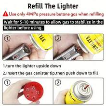 1Pcs-1300 °     Torch Lighter, Blue Flame With Safety Lock, Bright Flame Lighter, Refillable Butane Gas Windproof Jet Flame Cool Lighter, Suitable Candle, BBQ, Stove Wall, Camping (Butane Gas Not - 黑色 - 查看 3