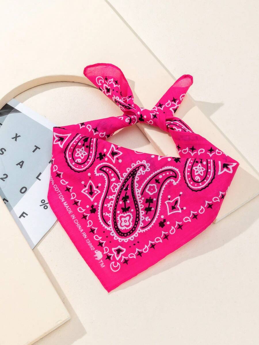 1 pieza/2 piezas Pañuelo cuadrado de moda versátil con diseño de estrella & paisley estilo hip hop