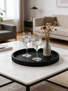 Round Decorative Tray, Suitable For Coffee Tables, Round Tray, Home Decor Tray, Coffee Table Decor, Tabletop Decorative Tray, Center Flower Tray, Ideal For Sunny Travels, Cool And Comfortable, Essential For Back To School, Jewelry Tray Storage, Makeup Room Decor, Room Decoration - Multiple Styles - View 4