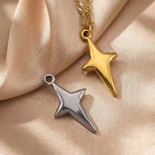 5 mặt dây chuyền hình thánh giá và ngôi sao bằng thép không gỉ mạ vàng, thích hợp để tự làm vòng cổ, vòng tay, bông tai. - Mặt dây chuyền hình ngôi sao bằng thép không gỉ - Xem 6