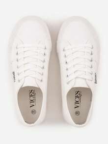 Basic Black Sneakers Women's Casual Spring/Autumn Shoes - White - View 6