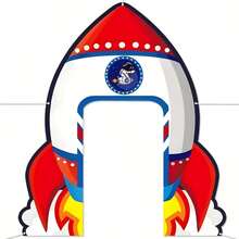 1pc Hollow Rocket Spaceship Photo Prop, Astronaut Theme Party Backdrop, Birthday Celebration Decor, Photography Background - View 5