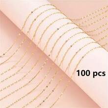 Bộ 10/20/50/100 chiếc dây chuyền mạ vàng 18K chất lượng cao bằng thép không gỉ, có khóa chữ O và móc càng cua, dùng để tự làm vòng cổ. - vòng cổ - Xem 17