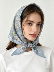 1 pièce Foulard/Écharpe de style champêtre chic floral, doux pour le printemps/l'été, la plage, les vacances - Multicolore - Voir 4