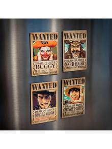 Netflix 1Set One Piece Officially Licensed Fridge Magnet Set Featuring Wanted Poster And Logo Themed Designs Retro Style Magnetic Stickers For Refrigerator Whiteboard And Home Decoration Ideal Gifts For Anime Fans And Collectors - A - View 1