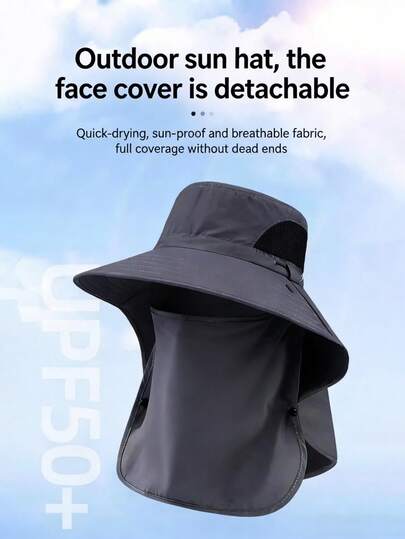 1pc Fashion UV Protection Sun Hat With Detachable Face Mask, Suitable For Outdoor Activities, Fishing, Hiking, Climbing, Etc.