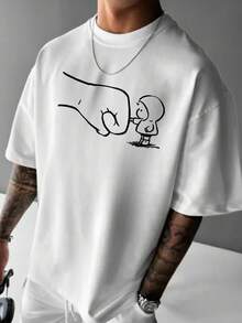 New Arrival Plus Size Men's Casual Printed Short Sleeve T-Shirt, Comfortable & Breathable, Suitable For Summer, Leading Fashion - White - View 2