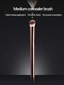 1pc Oval Concealer Brush, Soft Polyester Bristles, Low Allergenicity, Seamless Coverage, Suitable For All Skin Types - Rose Gold - View 1