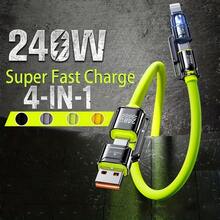 240W 最大功率四合一快充数据线，双头双充电线，配备 USB-A/Type-C/Lightning 接口，兼容 16/15/14/13/12/11 Pro Max、三星 S25/S24/S23、G 系列等；四合一 USB 充电线，240W 最大功率多功能 USB-C 快充线组合，Type-C/USB A/L 接口，兼容 16/15/14/13 和三星等。 - 查看 5