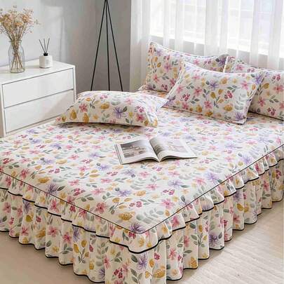 Chăn ga gối bằng vải cotton giặt mềm, in họa tiết năng động, có viền xếp ly, che phủ toàn bộ bề mặt, chống bụi, thoải mái và mềm mại, không phai màu, không xù lông, không co rút, nhiều kích cỡ, phù hợp cho phòng ngủ, phòng khách, du lịch ngoài trời, mọi mùa.