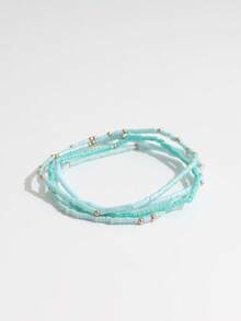 4pcs CCB Rice Pearl Bracelet, Minimalist Fashion Personalized Beach Style Accessories For Women (Mixed Rice Pearls, Random Gold Beads Quantity) - Multicolor - View 3