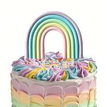 3D Cloud Rainbow Design Cake Toppers, Suitable For Party, Birthday, Wedding Cake Decorations. (This Product Cannot Be In Direct Contact With Food, It Needs To Be Placed In A Transparent Plastic Tube And Separated From The Food!) - Outer Ring Purple - View 2
