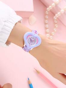New Fashion Heart-Shaped 3D Cartoon Love Watch, Children's Learning Watch, Children's Day Gift - Purple - View 5
