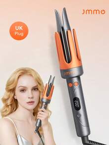 JMMO CHEVEUX | Fer à boucler automatique 32 mm, chauffe rapide, 4 températures réglables, boucles volumineuses et sans frisottis pour tous types de cheveux, idéal pour une utilisation à domicile - Prise UK - Gris - Voir 2