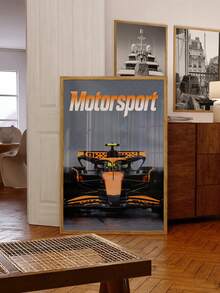 1pc Frameless Racing Car Poster, F1 Style Logo With White Text, Vintage Motorsport Art Print For Bedroom, Dorm, Living Room Decor, Back To School, Funky Posters, Wall Prints, Gift - Racing - View 1