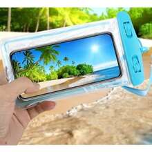 Universal Waterproof Phone Pouch, Waterproof Phone Case Compatible With IPhone 14 13 12 11Pro Max XS Plus Compatible With Samsung Galaxy S22 S23 Cellphone Up To 7.0", 3D Cellphone Dry Bag For Vacation Compatible Phone Models Compatible With IPhone - 淺藍色 - 查看 3