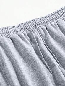 Pantalones largos deportivos para hombre, pantalones de chándal casuales minimalistas de pierna ancha, cintura elástica con diseño de cordón, finos para primavera/otoño - Gris Claro - Ver 7