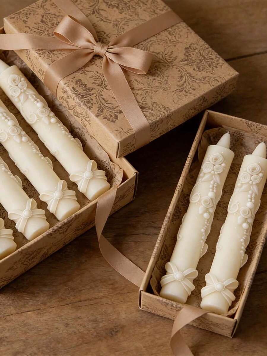 树脂硅胶模具 - 精致花卉长茎蜡烛模具,耐高温硅胶树脂模具,婚礼回礼,手工蜡烛制作工具 - 浮雕蠟燭模具 - 查看 1