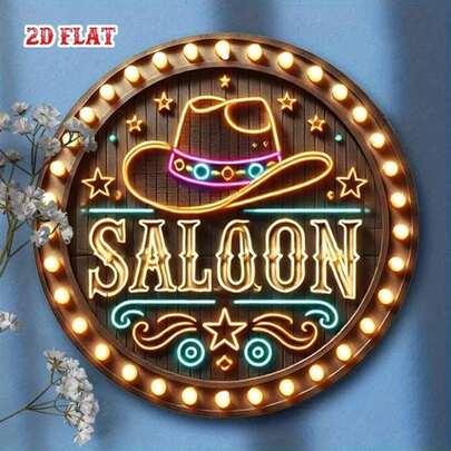 1 biển hiệu quán bar cổ điển 20cm, thích hợp để trang trí tường, logo mũ cao bồi miền Tây, biển hiệu mái hiên bằng kim loại phong cách đồng quê, lý tưởng cho quầy bar tại nhà, phòng giải trí, gara, món quà độc đáo dành cho cha, chồng và bạn bè.
