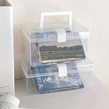 1pc Large Transparent Plastic Storage Box With Handle, Portable Organizer For Jewelry, Hair Accessories, Stationery And Small Items, Made Of Durable PP Material, Transparent Design For Easy Viewing, Ideal For Home Organization - Multicolor - View 6