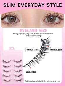 5 cặp mi giả hình cáo, kiểu dáng tự nhiên, mềm mại, nhẹ nhàng, với dải mi trong suốt, thích hợp cho các buổi hẹn hò và tiệc tùng. - Xem 5