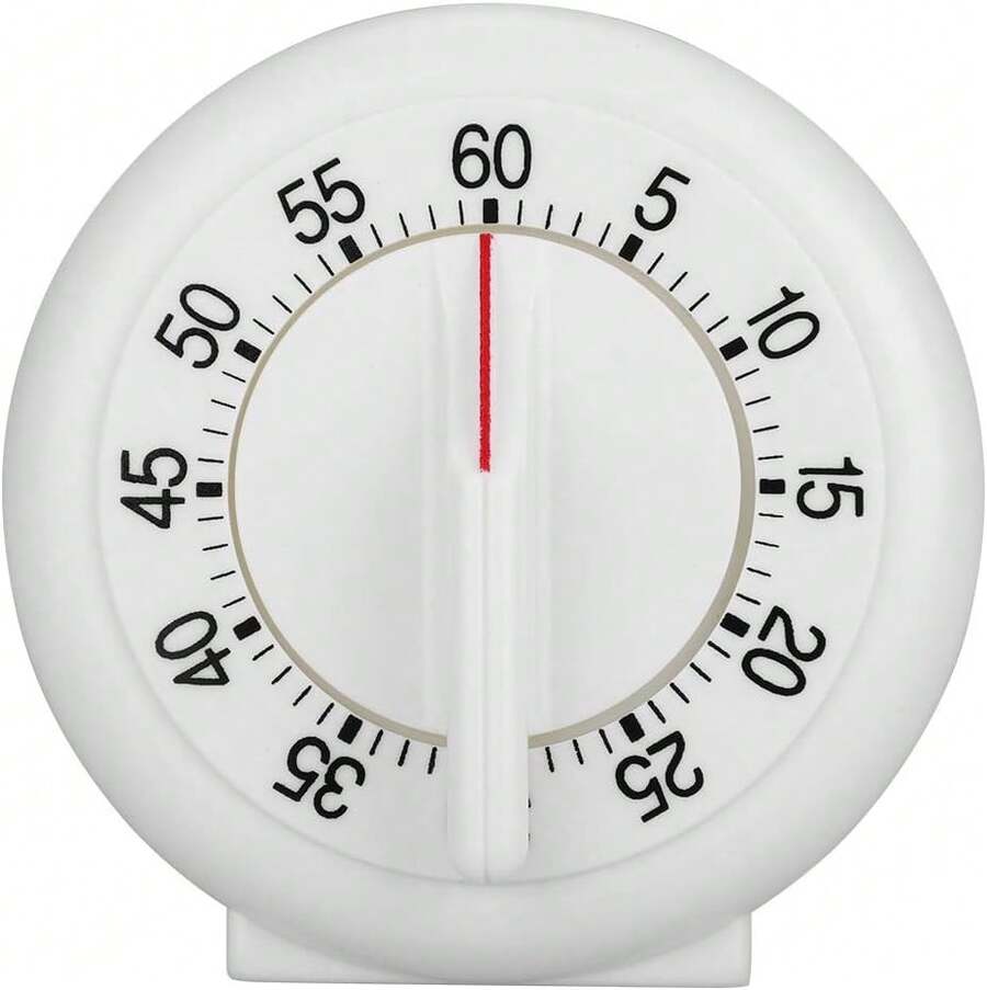 Kitchen Timer Manual, 60 Minutes Round Shape Timer Cooking Ring Mechanical Counter Alarm Clock Wind Up Timers Home Egg Baking Steaming Visual Countdown Teacher Exercising Meeting White - 1 - View 1