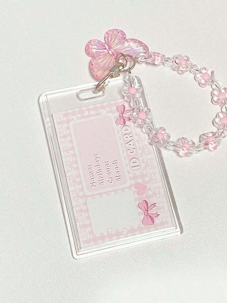 Crystal Butterfly Chain Acrylic Photo Holder - Securely Holds Multiple Cards, Transparent Acrylic Card Holder, Butterfly Keychain, Student ID Card, Bus Card, Sensor Card Holder,Ideal For Kpop Idol Photocards, Multi-Functional Design For Credit Cards, Bus Cards, Student Cards, And More! - Multicolor - 查看 1