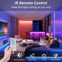 Intelligent Music-Syncing Flexible LED Light Strip, 44 Keys + App Dual-Control Self-Adhesive Design, TV Backlight Background Wall Decoration, RGB Intelligent Light Strip, Suitable For Decoration In Bedrooms, Living Rooms And Parties. - ánh sáng đa sắc - Xem 3