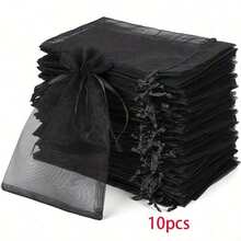 20pcs/30pcs 4x6 Inches Luxurious Organza Drawstring Jewelry Pouches - Wedding Party Christmas Favor Gift Bags & Organizers - Reusable, Soft, And Durable Black Gift Wrapping Accessories - 多色的 - 查看 14