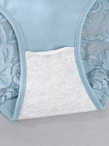 3pcs/Set Plus Size Women's Solid Color Lace Patchwork Comfortable Breathable Briefs - Multicolor - View 8