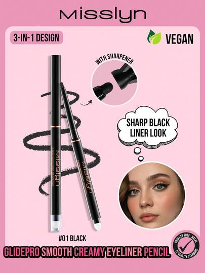  MISSLYN-GlidePro Smooth Creamy Eyeliner Pencil, Eyeliner, Eye Makeup, Smooth, Creamy Texture, Colorful, Waterproof, Sweat-Proof, Smudge-Proof, Long-Lasting Makeup, Highly Pigmented, Built-In Sharpener, Smoky Eyes, Multi-Functional, Multiple-Use, Beginner-Friendly, Party, Commuting, Cost-Effective, Graduation, Summer