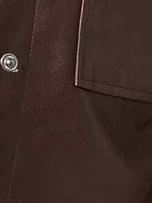Chaqueta de mujer de cuero sintético, cuello vuelto, cierre de botones y bolsillos funcionales.Corte corto favorecedor, perfecta para otoño, invierno, uso diario y oficina. - Blanco - Ver 11