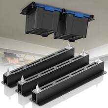 Repisa para almacenamiento en garaje estantes de techo para garaje barras de techo para almacenamiento resistentes para botes de 27 galones sistema de estantes para botes - Negro 3 juegos - 3 juegos para 2 contenedores - Ver 1