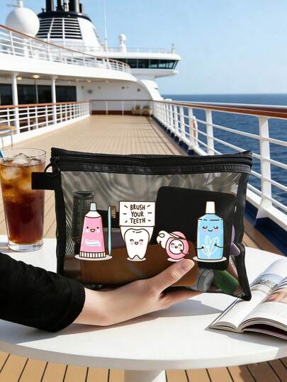 Túi đựng bàn chải đánh răng hoạt hình dễ thương - Túi đựng mỹ phẩm lưới "Đánh răng của bạn", Túi đựng đồ chăm sóc răng miệng di động, Túi mỹ phẩm lưới trong suốt, Túi đựng đồ vệ sinh cá nhân du lịch cho kem đánh răng, nước súc miệng và các vật dụng nhỏ cần thiết, Túi khóa kéo nhẹ cho du lịch, trường học và sử dụng hàng ngày, Túi đựng đồ vệ sinh cá nhân bằng lưới thoáng khí, Túi đựng bộ dụng cụ nha khoa cỡ du lịch