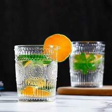 Cốc thủy tinh dập nổi kiểu cổ điển, cốc nước gia đình chất lượng cao kiểu Ins, cốc cà phê dày chịu nhiệt, cốc nước ép, cốc sữa, cốc đồ uống lạnh, cốc bia, cốc ăn sáng, cốc trà sữa thương mại. - Nhiều màu - Xem 5